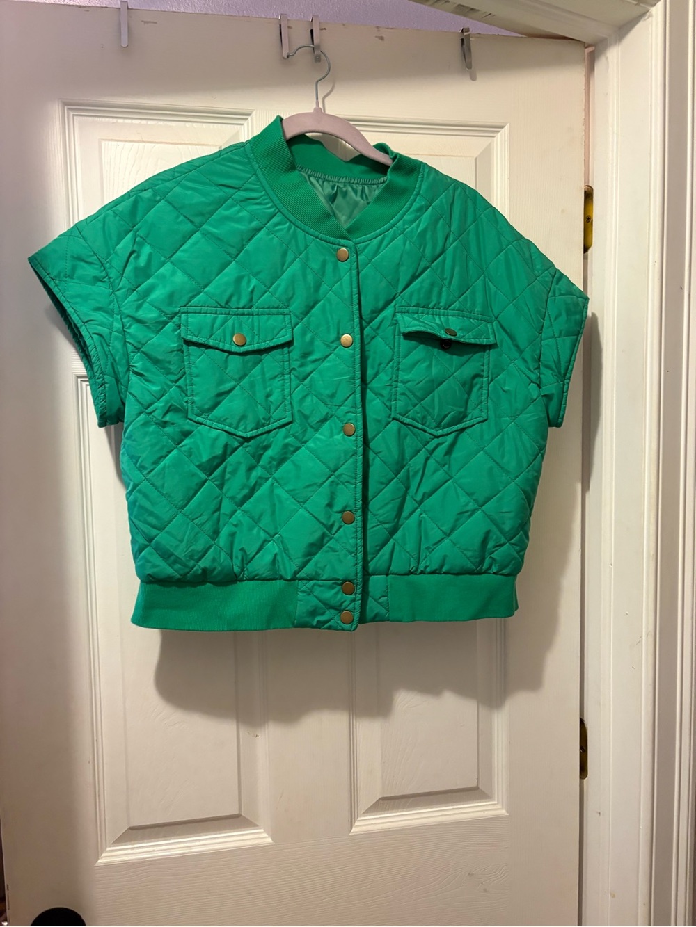 Women's Quilted Short-Sleeve vest Jacket in Green